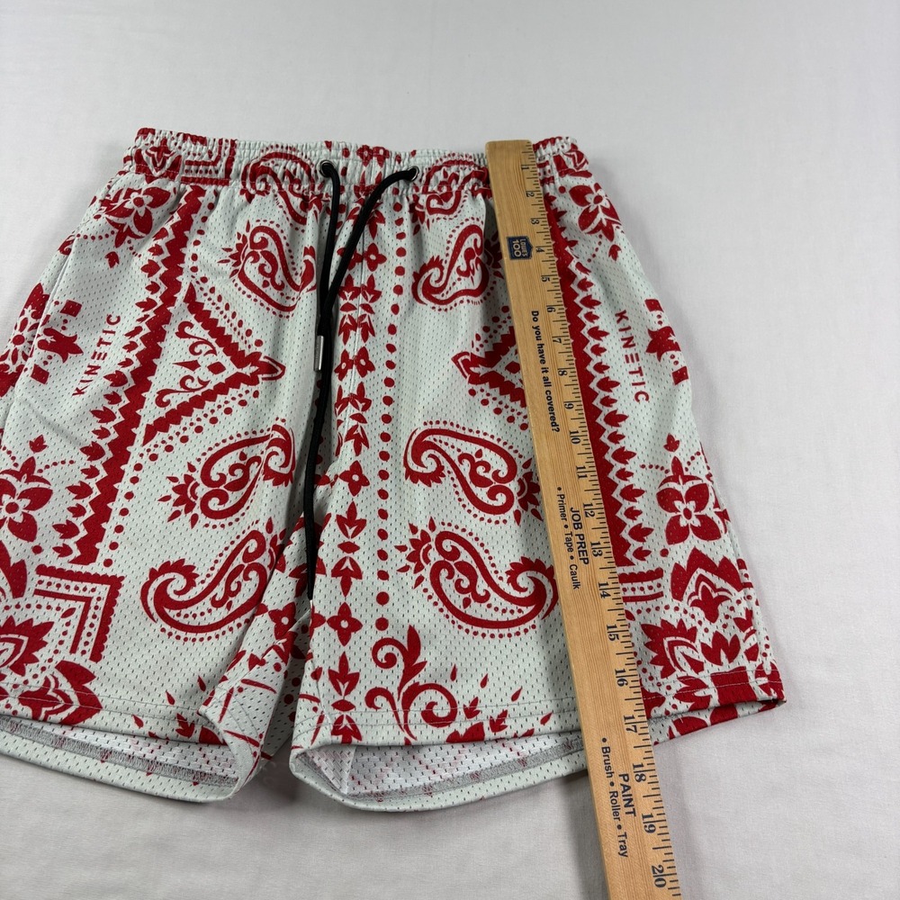 Kinetic Kings Shorts Mens Medium Gray Red Paisley Graphic Athletic Gym - Picture 7 of 10